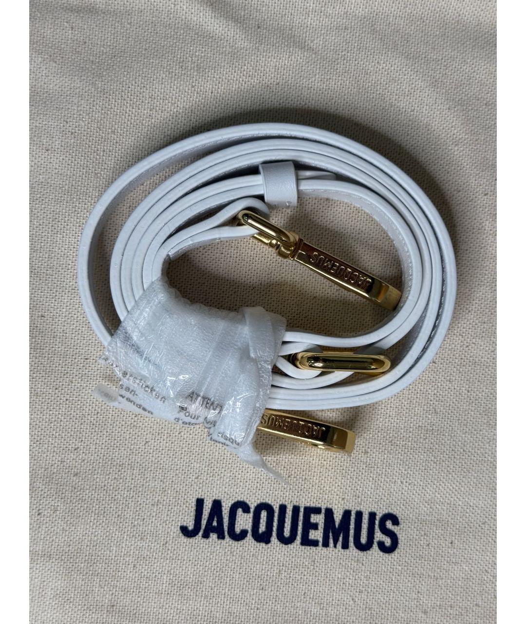JACQUEMUS Белая кожаная сумка с короткими ручками, фото 6