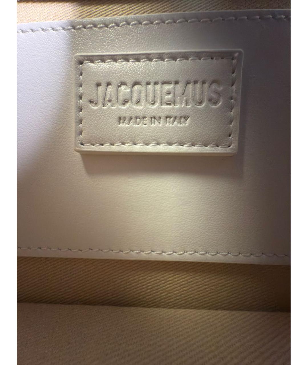 JACQUEMUS Белая кожаная сумка с короткими ручками, фото 5