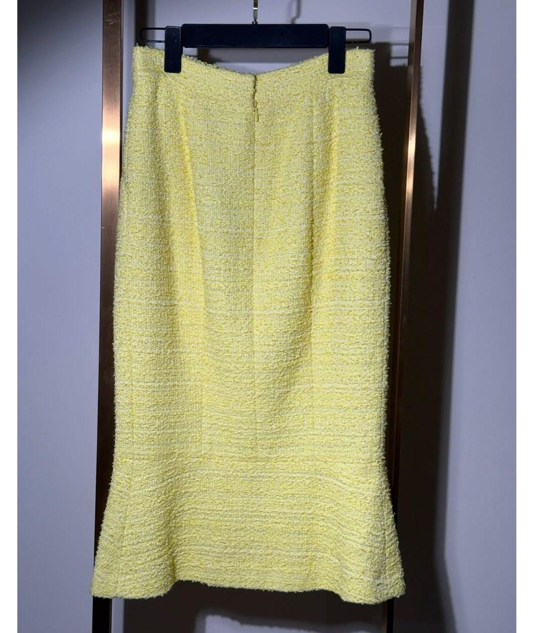 CHANEL Желтая хлопковая юбка миди, фото 6