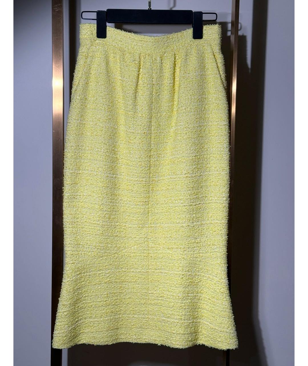 CHANEL Желтая хлопковая юбка миди, фото 2