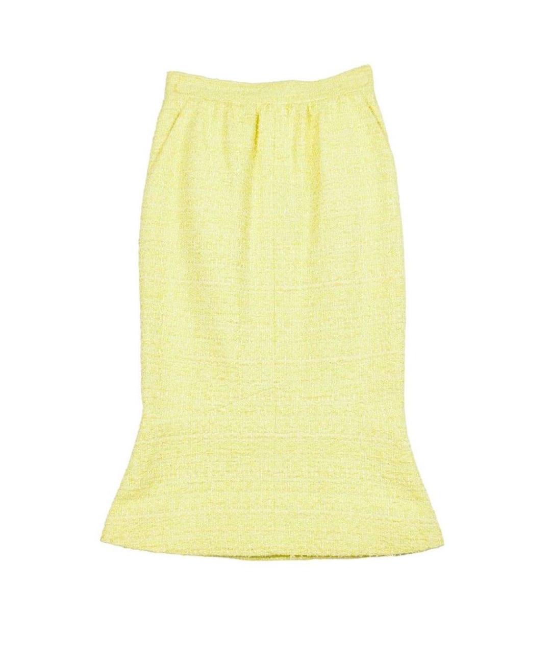 CHANEL Желтая хлопковая юбка миди, фото 1