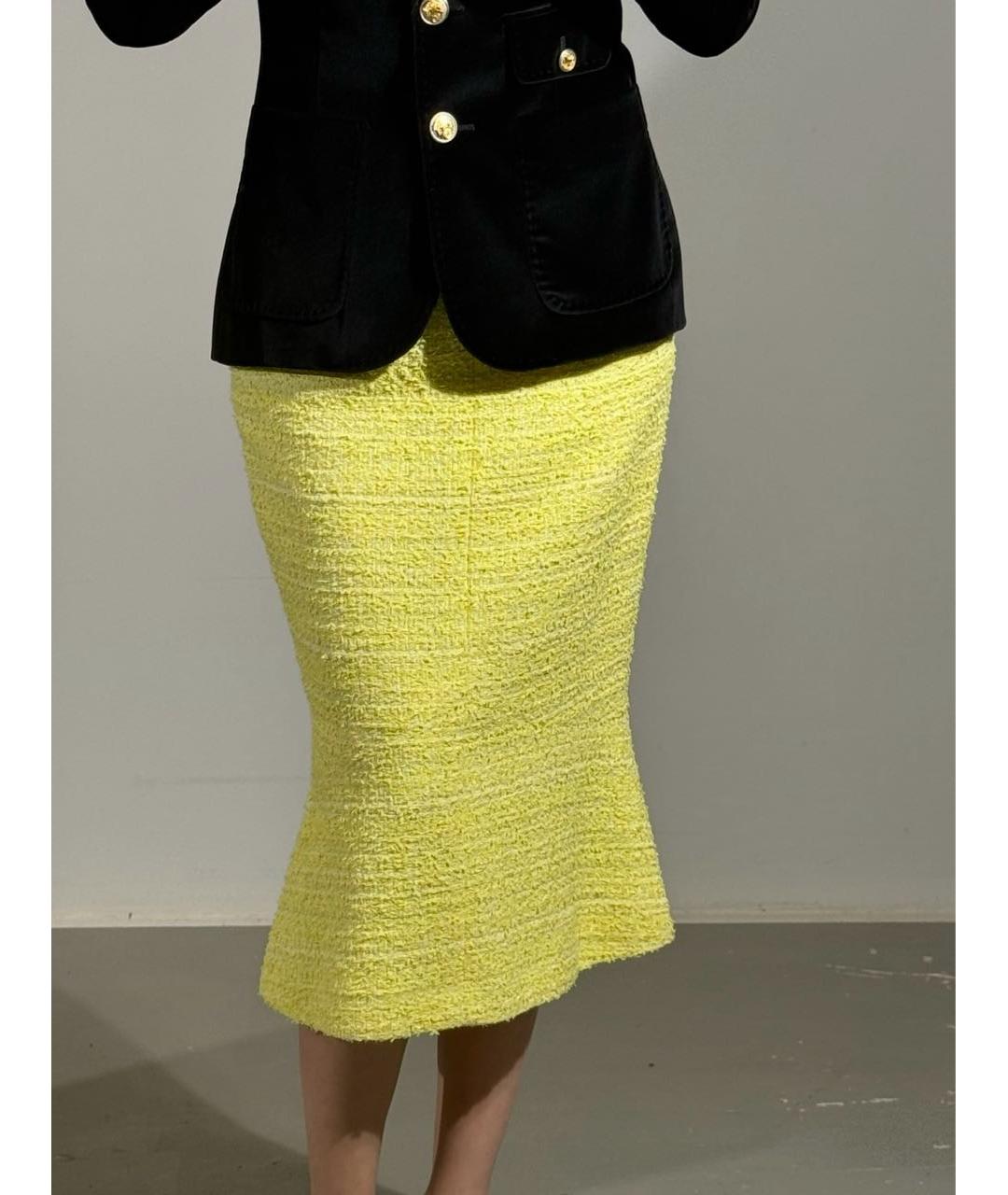 CHANEL Желтая хлопковая юбка миди, фото 5