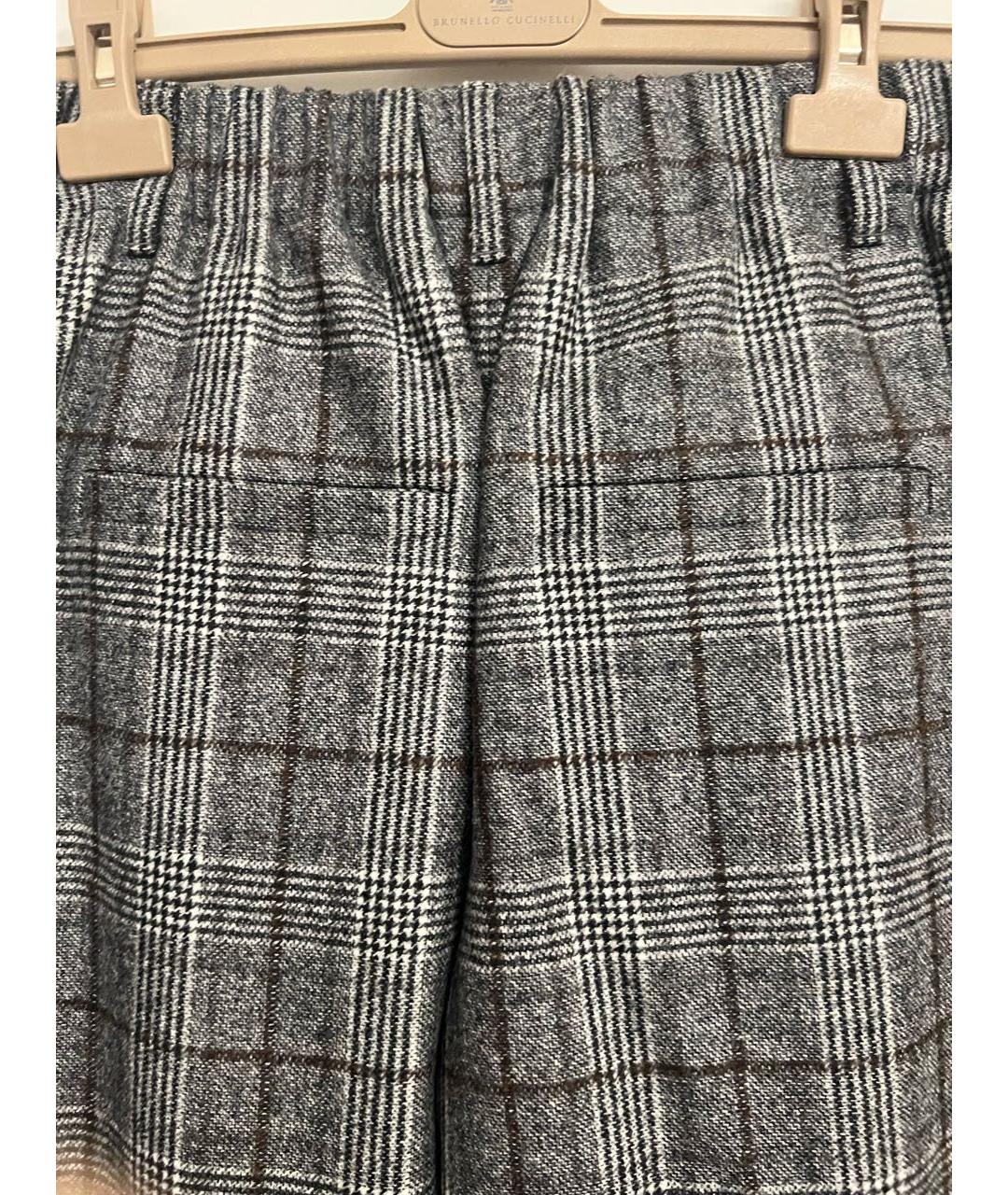 BRUNELLO CUCINELLI Серые шерстяные брюки широкие, фото 2