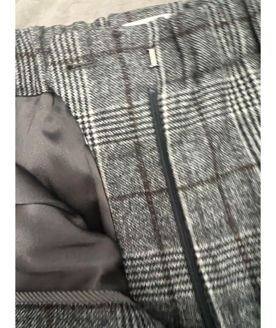 BRUNELLO CUCINELLI Серые шерстяные брюки широкие, фото 4