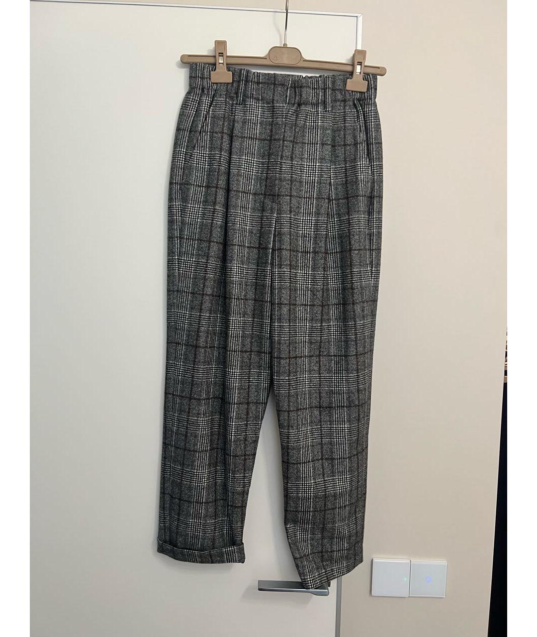 BRUNELLO CUCINELLI Серые шерстяные брюки широкие, фото 5