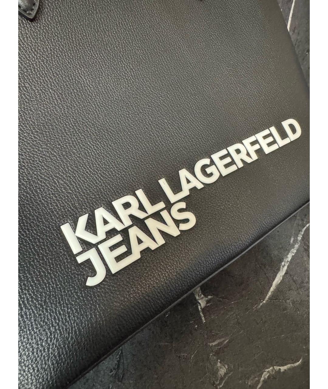 KARL LAGERFELD Черная сумка с короткими ручками из искусственной кожи, фото 8