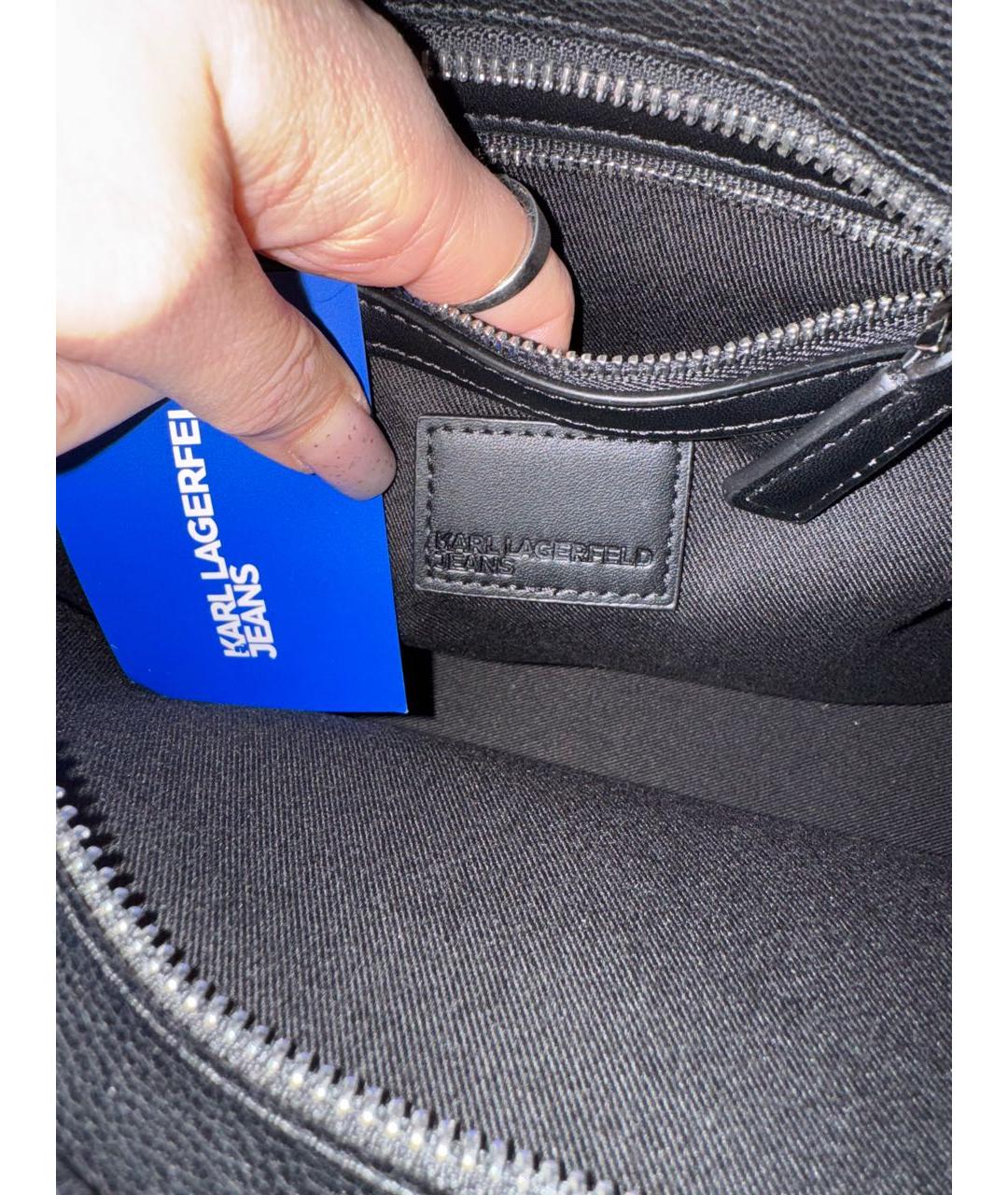 KARL LAGERFELD Черная сумка с короткими ручками из искусственной кожи, фото 7