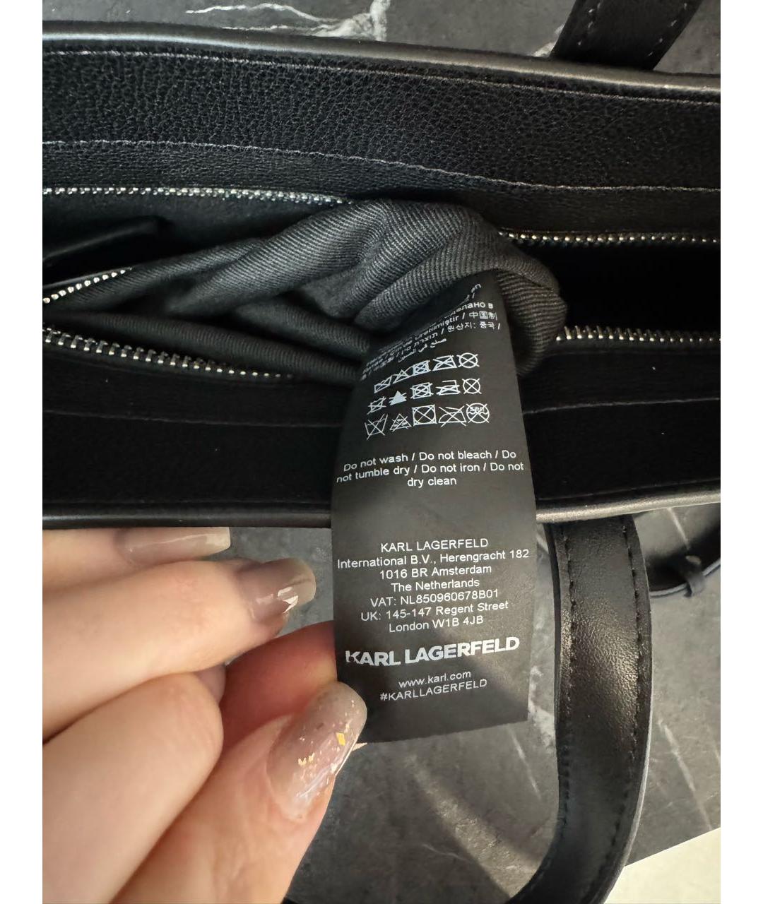 KARL LAGERFELD Черная сумка с короткими ручками из искусственной кожи, фото 6