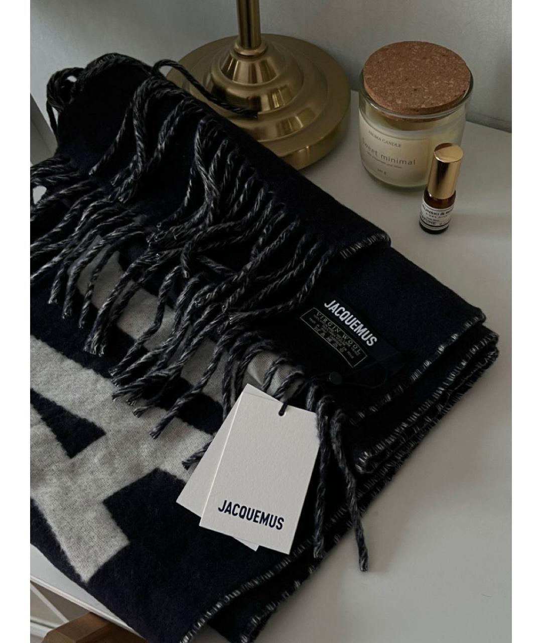 JACQUEMUS Темно-синий шерстяной шарф, фото 2