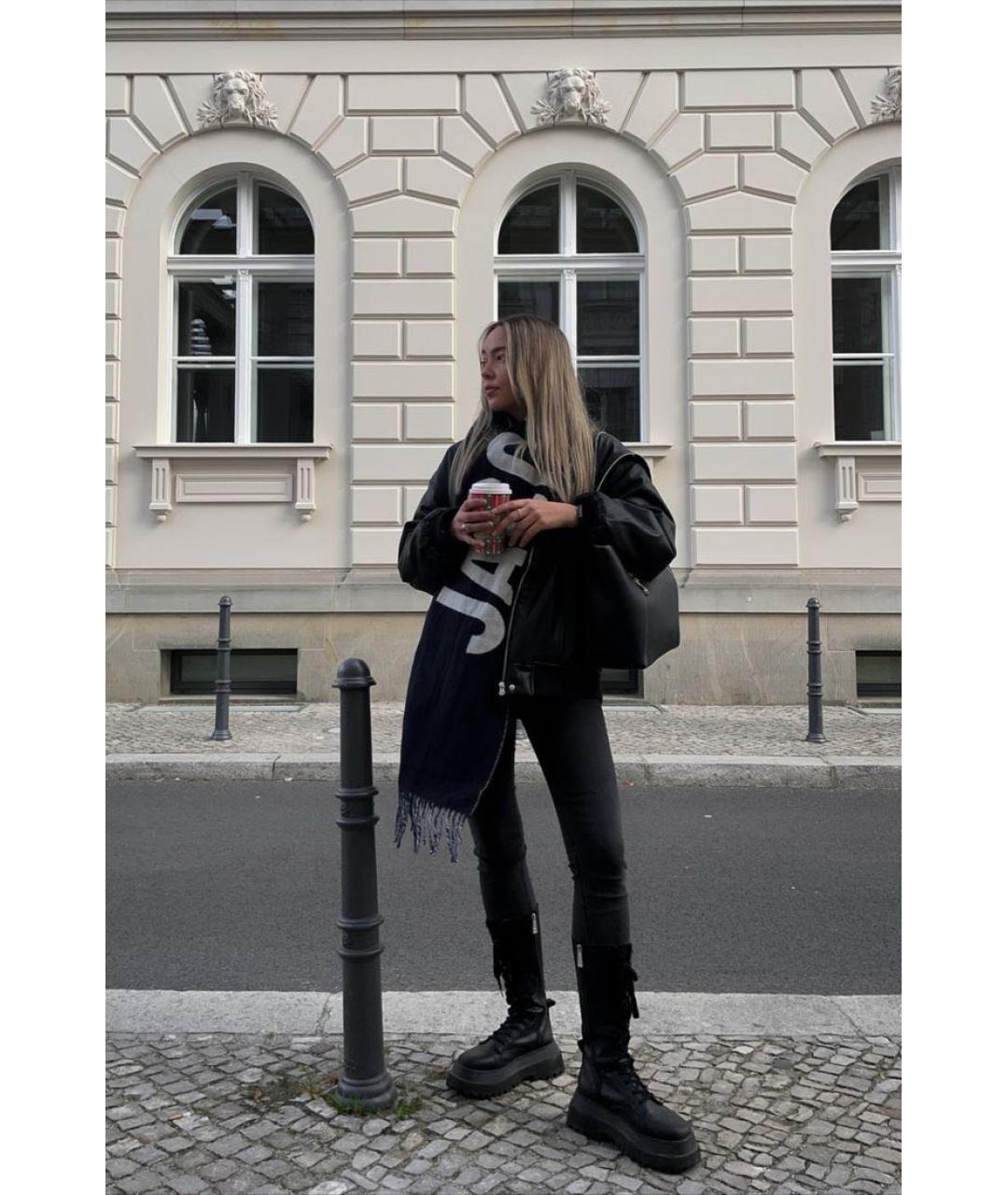 JACQUEMUS Темно-синий шерстяной шарф, фото 3