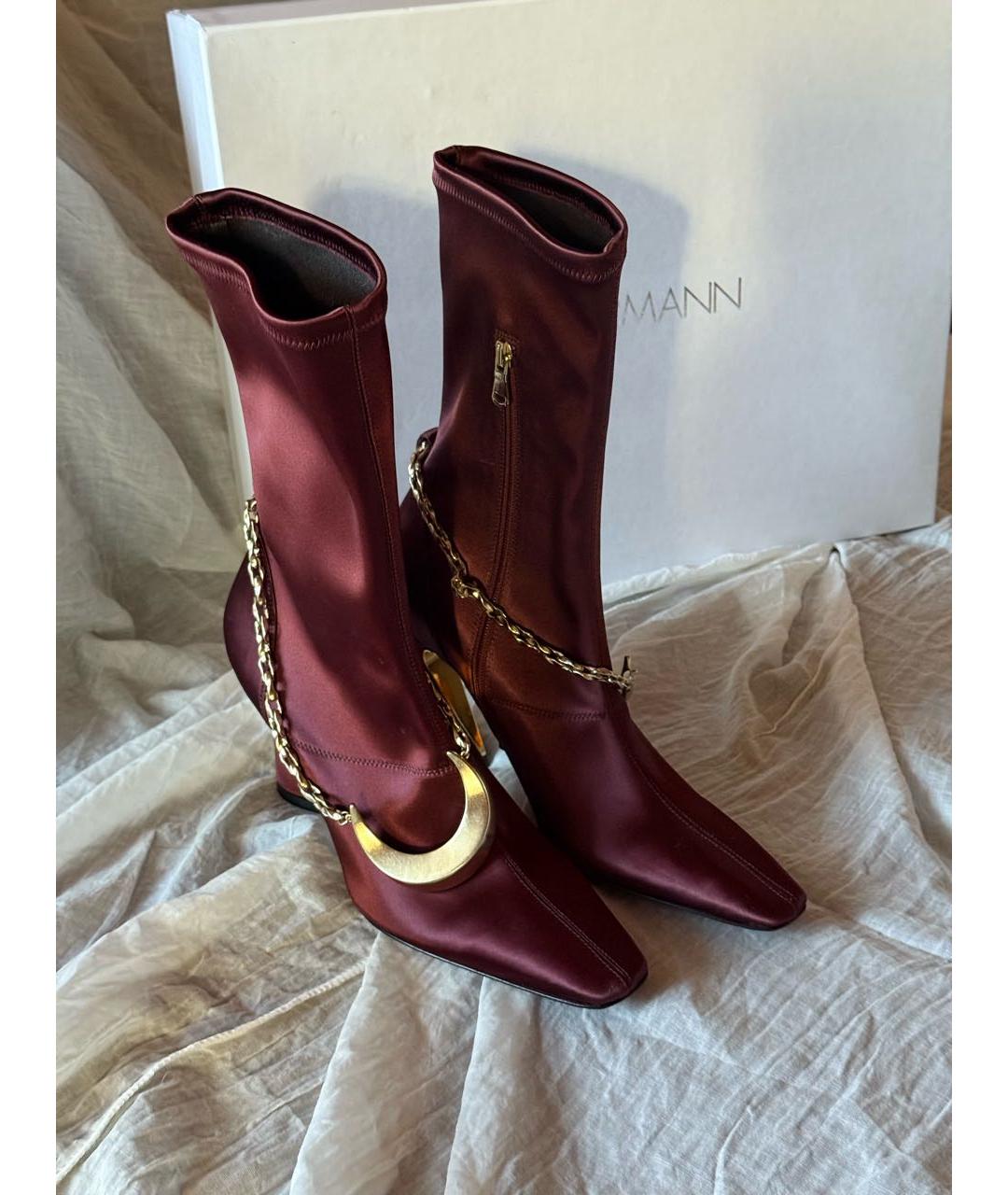 ZIMMERMANN Бордовые текстильные ботильоны, фото 2