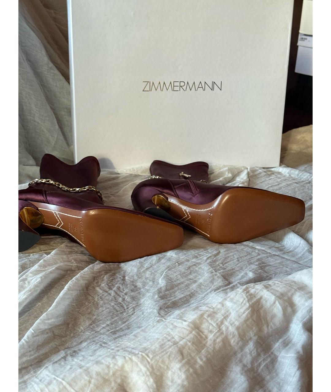 ZIMMERMANN Бордовые текстильные ботильоны, фото 3