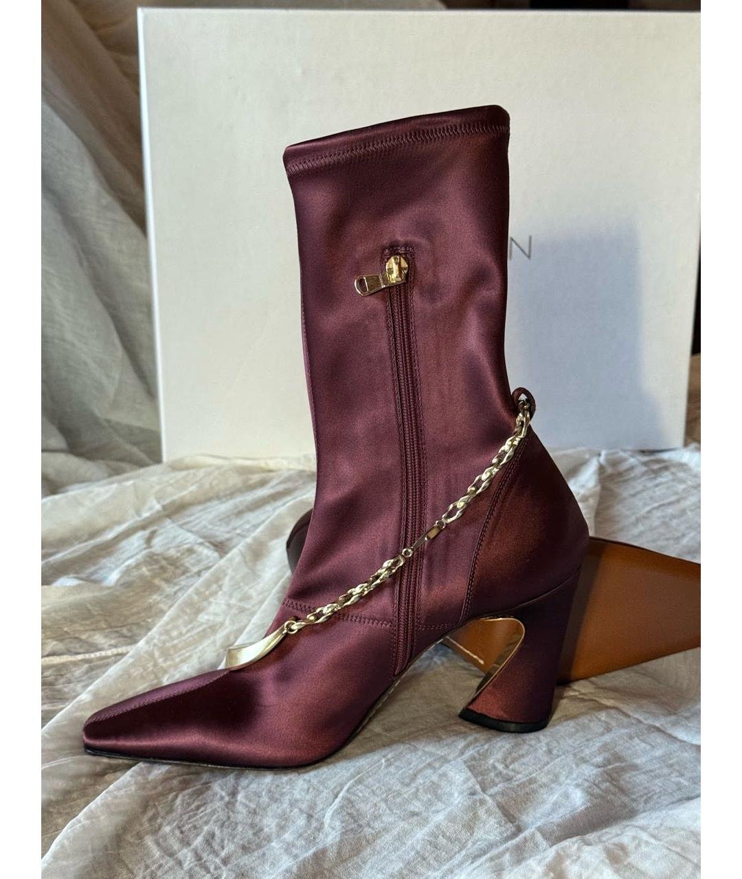 ZIMMERMANN Бордовые текстильные ботильоны, фото 6