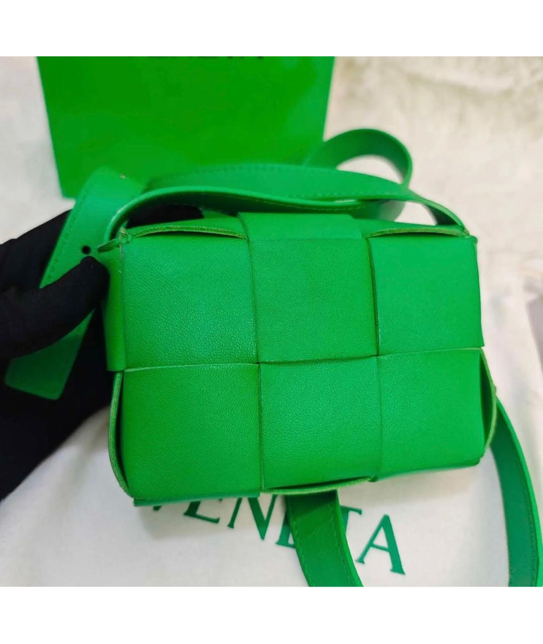 BOTTEGA VENETA Зеленая кожаная сумка через плечо, фото 2