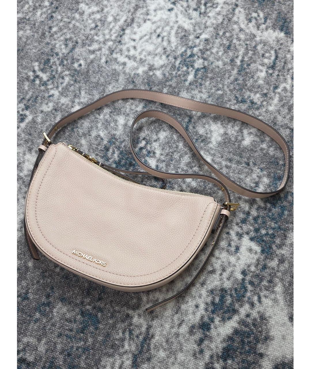 MICHAEL KORS Бежевая кожаная сумка через плечо, фото 3