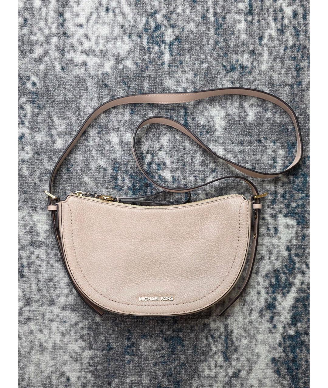 MICHAEL KORS Бежевая кожаная сумка через плечо, фото 6