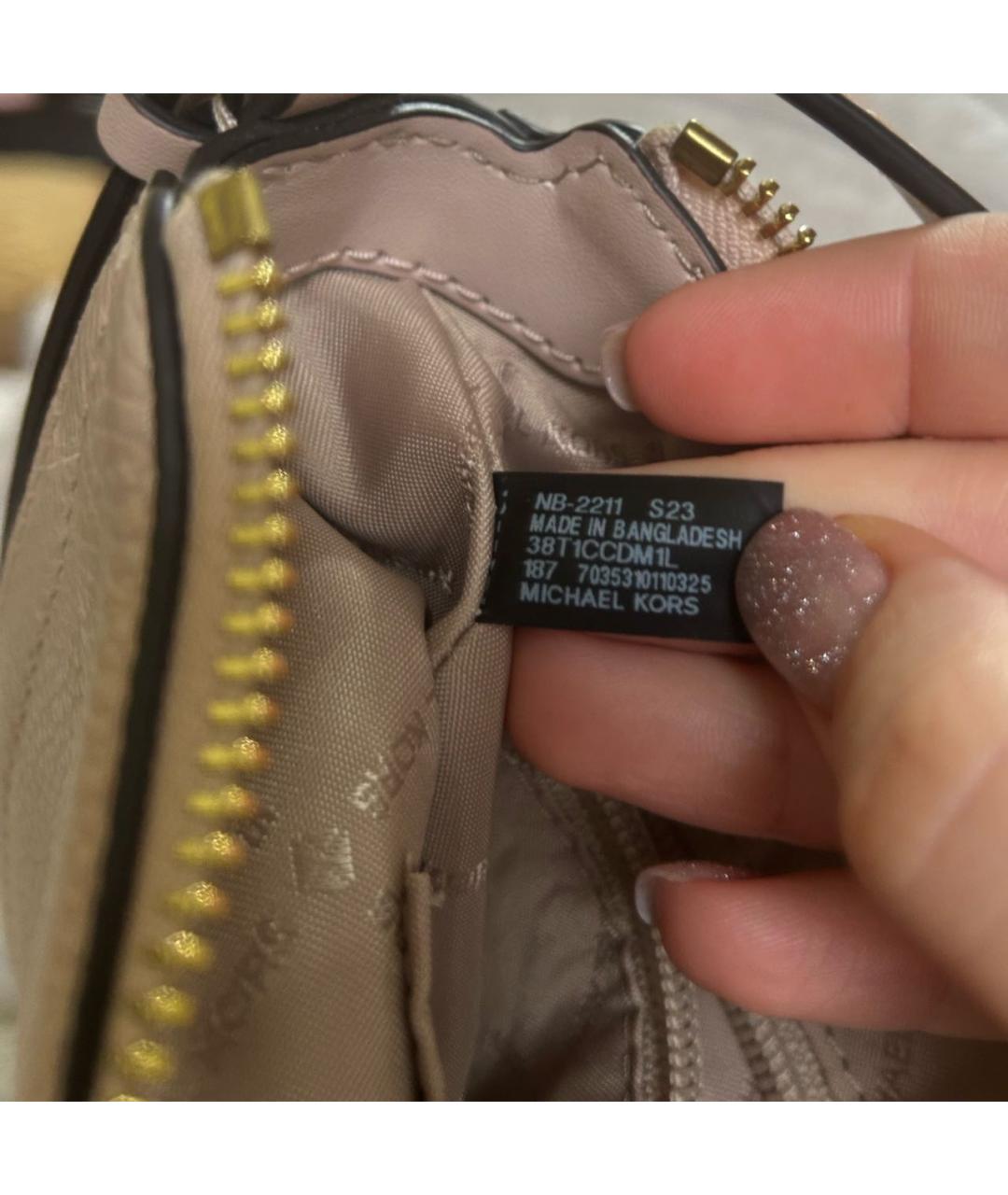 MICHAEL KORS Бежевая кожаная сумка через плечо, фото 7