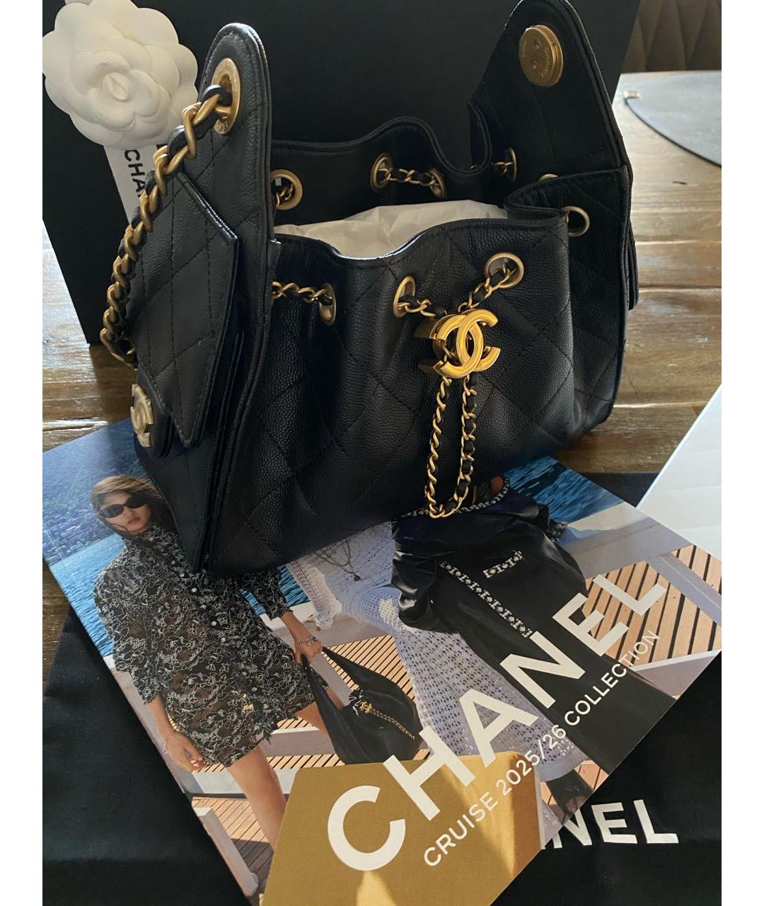 CHANEL Черная кожаная сумка тоут, фото 4