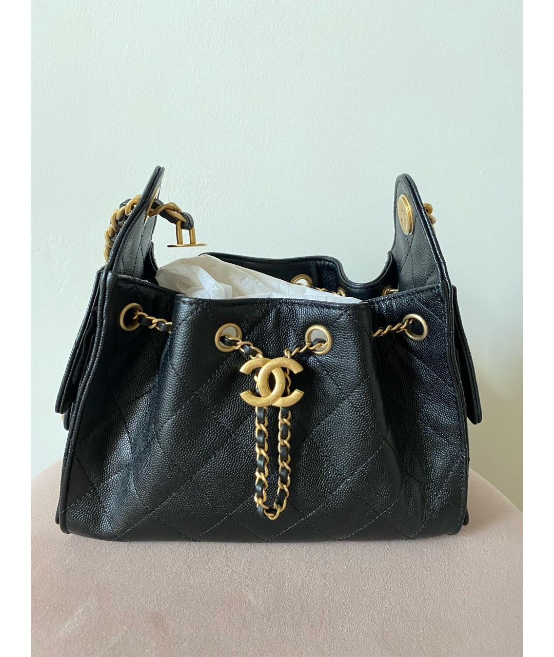 CHANEL Черная кожаная сумка тоут, фото 5