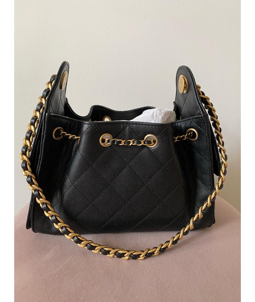 CHANEL Черная кожаная сумка тоут, фото 3