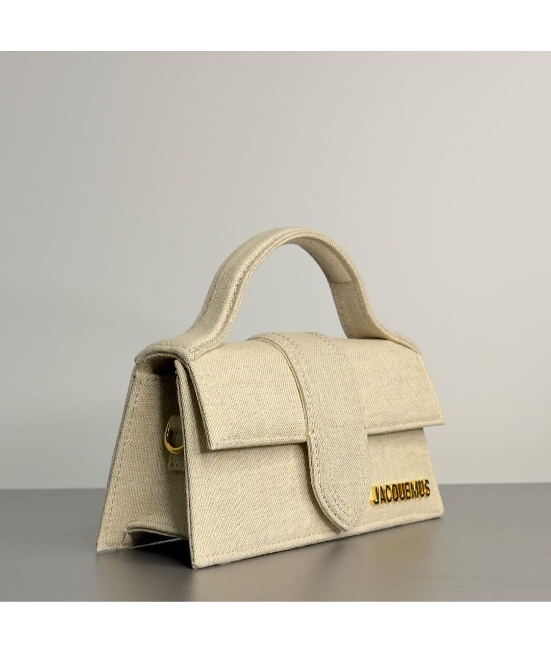 JACQUEMUS Бежевая хлопковая сумка с короткими ручками, фото 2