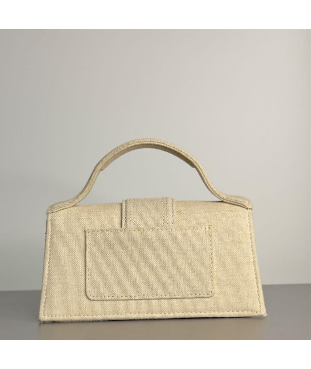 JACQUEMUS Бежевая хлопковая сумка с короткими ручками, фото 3