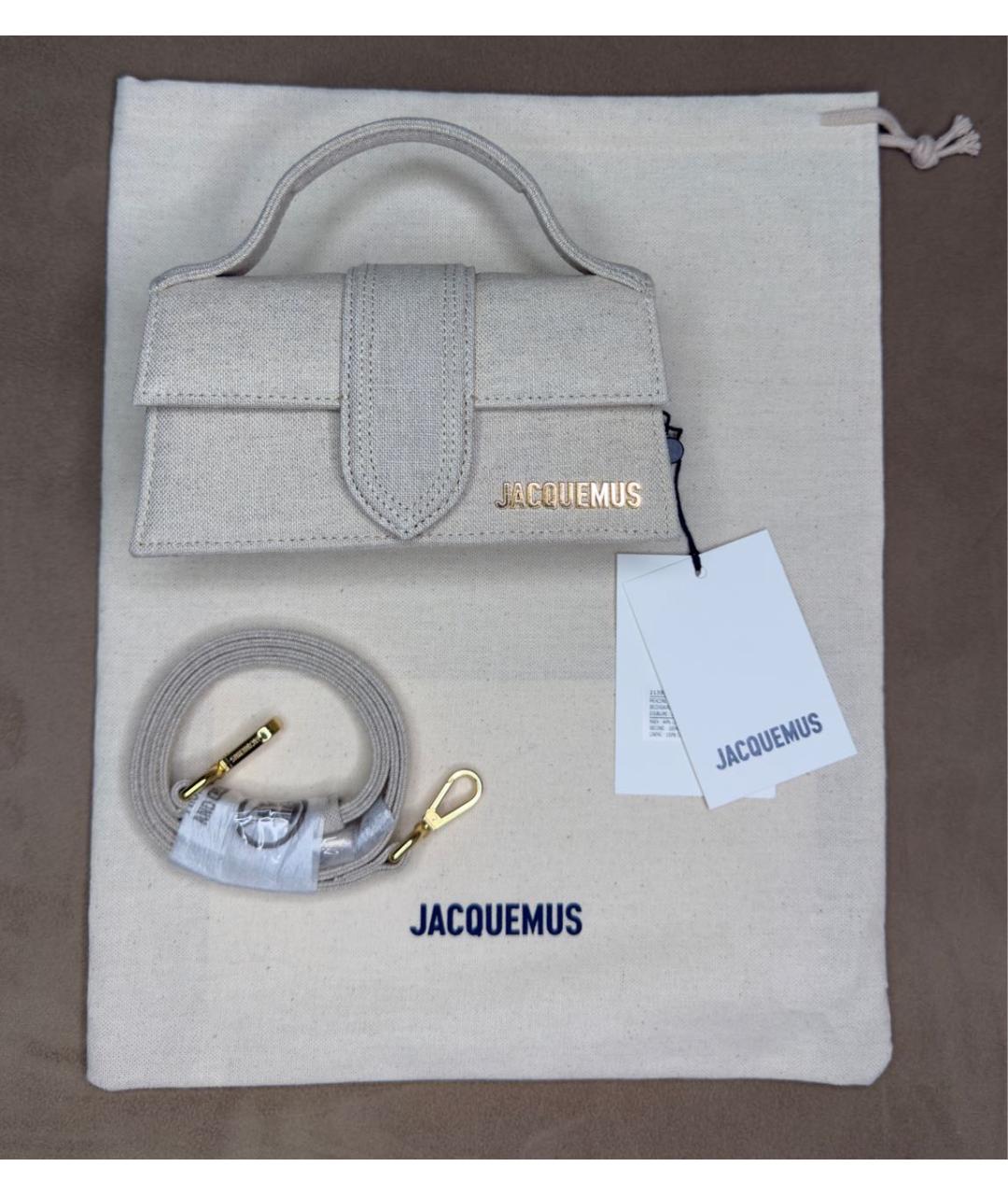 JACQUEMUS Бежевая хлопковая сумка с короткими ручками, фото 7