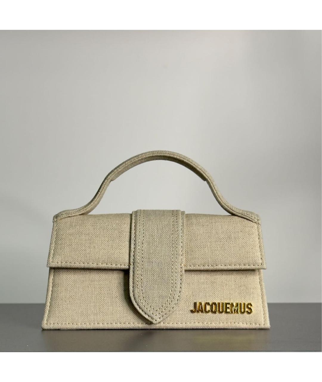 JACQUEMUS Бежевая хлопковая сумка с короткими ручками, фото 9