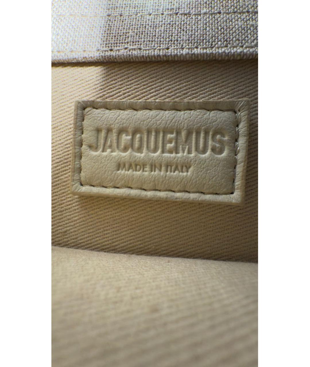 JACQUEMUS Бежевая хлопковая сумка с короткими ручками, фото 4