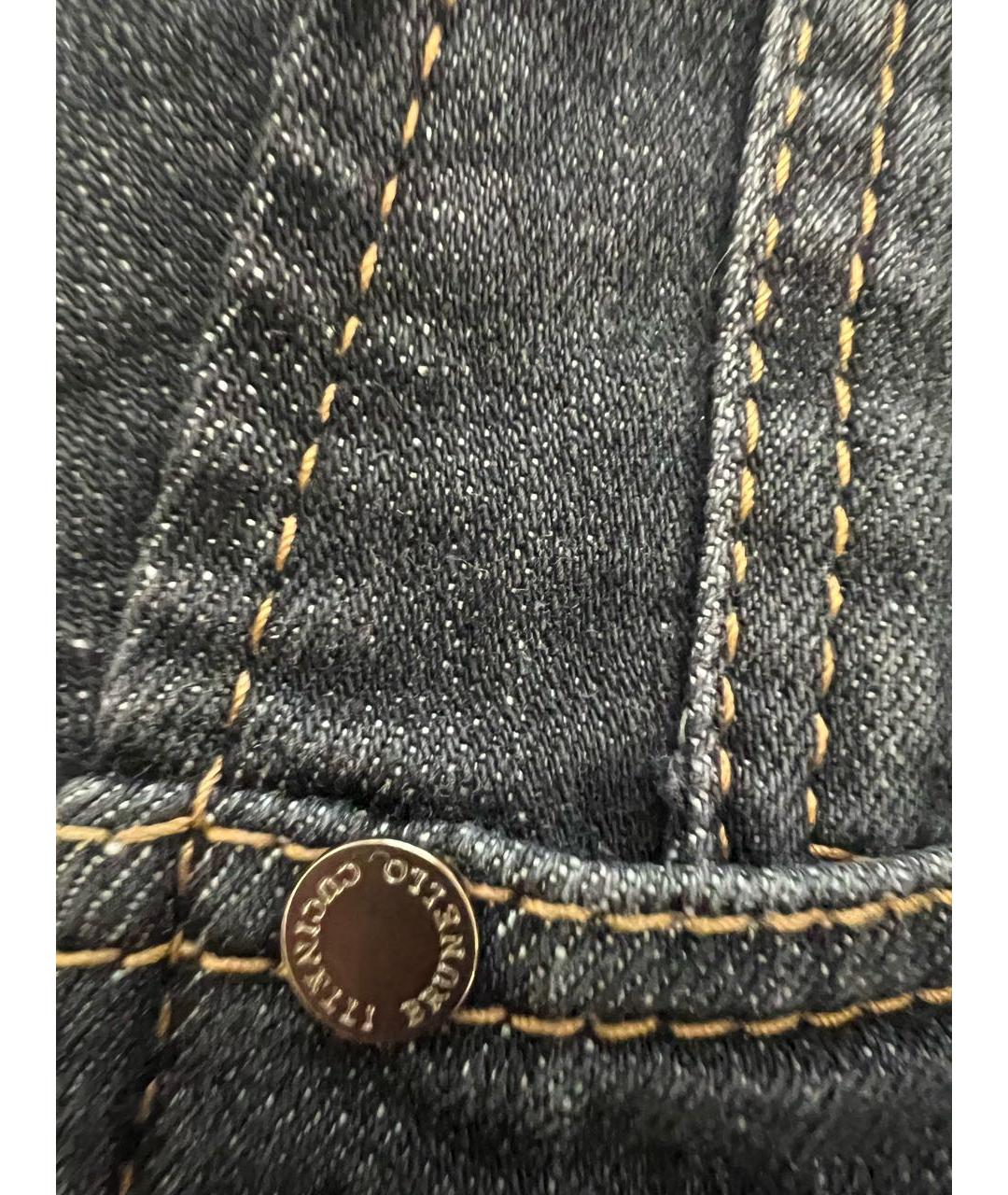 BRUNELLO CUCINELLI Антрацитовые хлопковые джинсы слим, фото 5