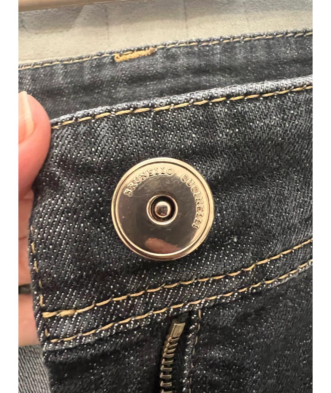 BRUNELLO CUCINELLI Антрацитовые хлопковые джинсы слим, фото 4