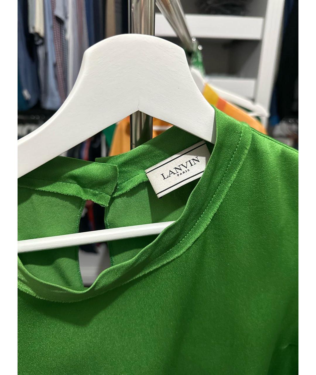 LANVIN Зеленый шелковый костюм с юбками, фото 3
