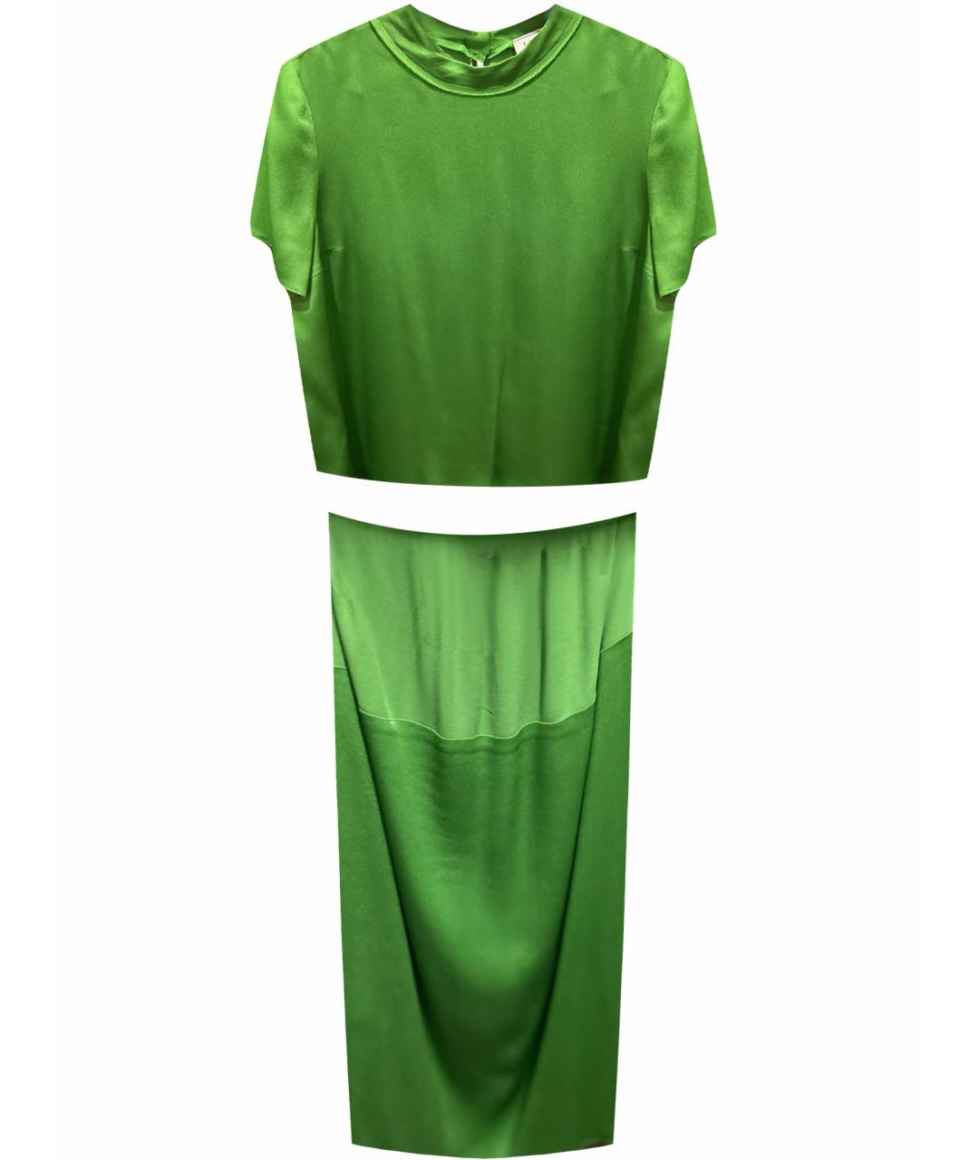 LANVIN Зеленый шелковый костюм с юбками, фото 1