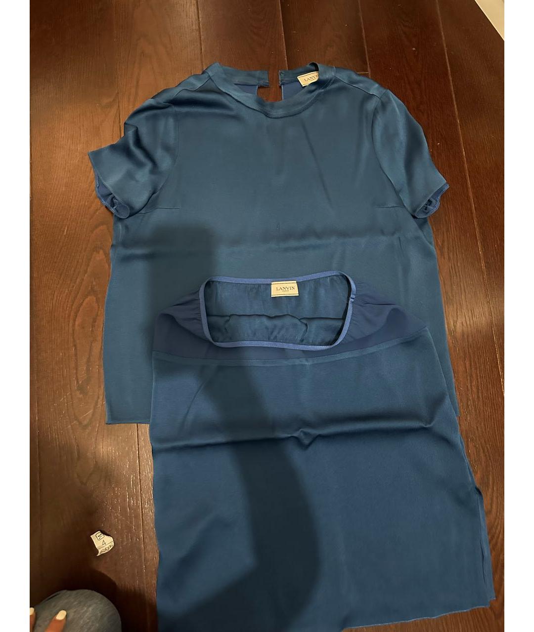 LANVIN Темно-синий шелковый костюм с юбками, фото 4