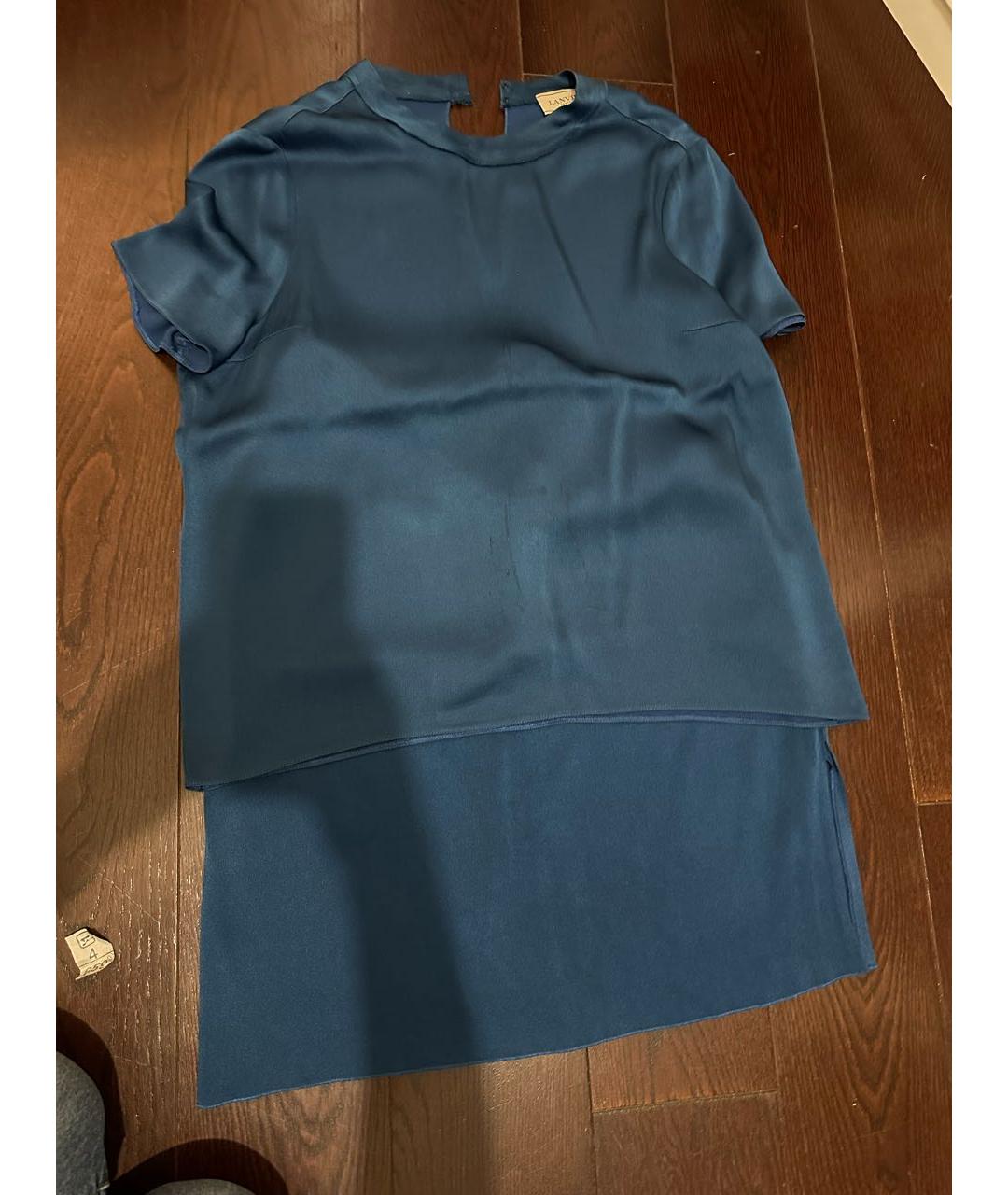 LANVIN Темно-синий шелковый костюм с юбками, фото 2