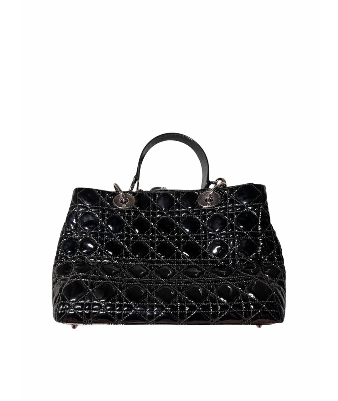 CHRISTIAN DIOR Черная сумка с короткими ручками из лакированной кожи, фото 1