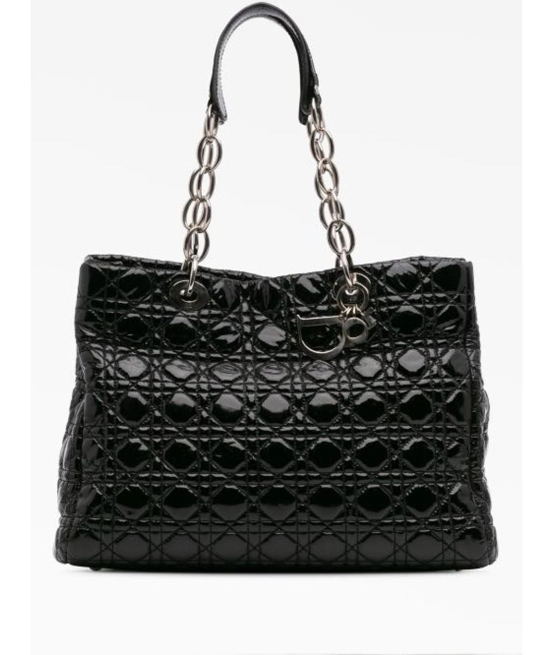 CHRISTIAN DIOR Черная сумка с короткими ручками из лакированной кожи, фото 4