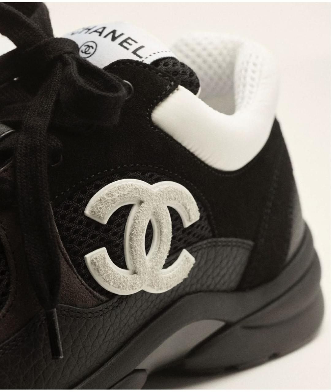 CHANEL Черные кожаные кроссовки, фото 6