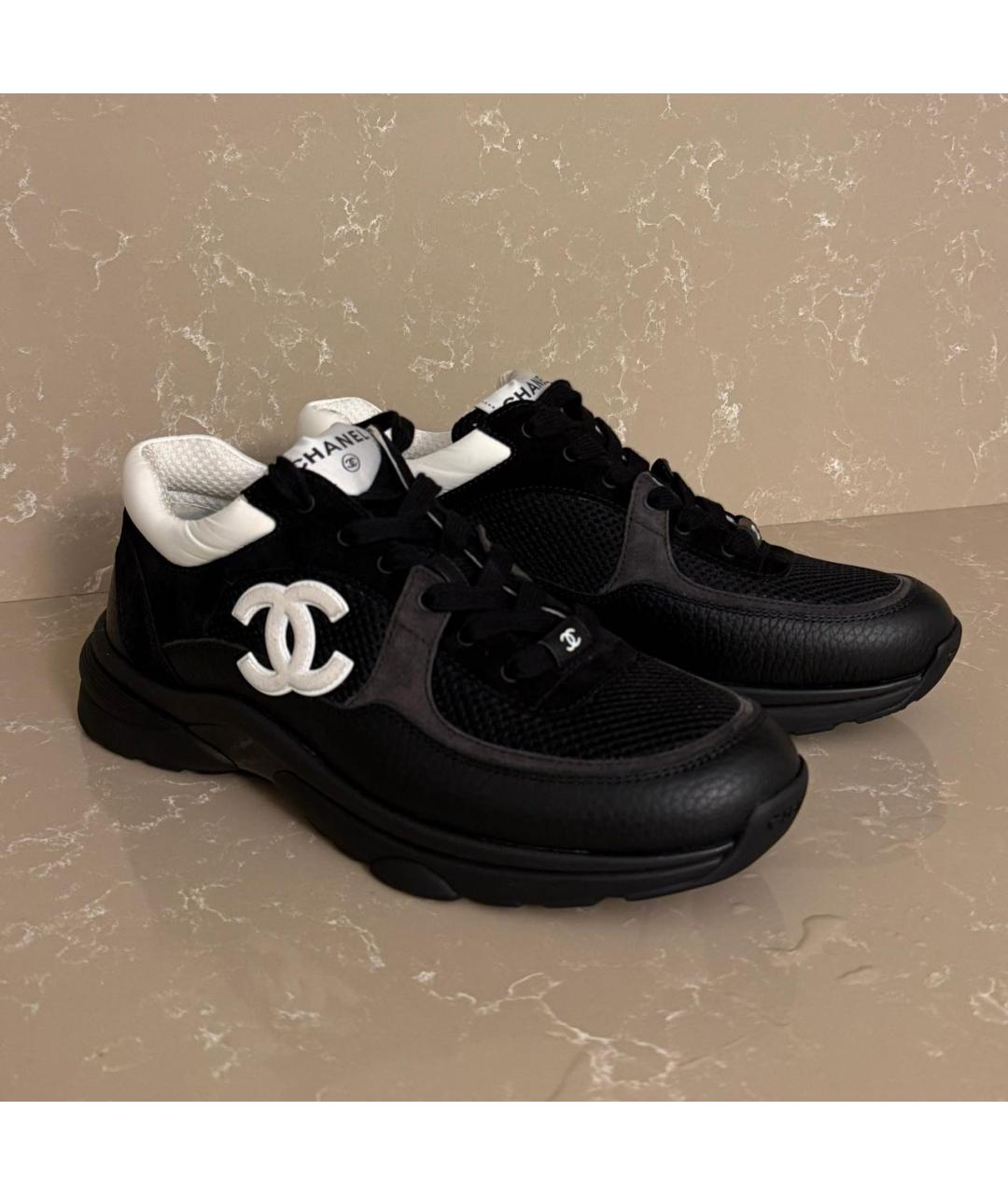 CHANEL Черные кожаные кроссовки, фото 2