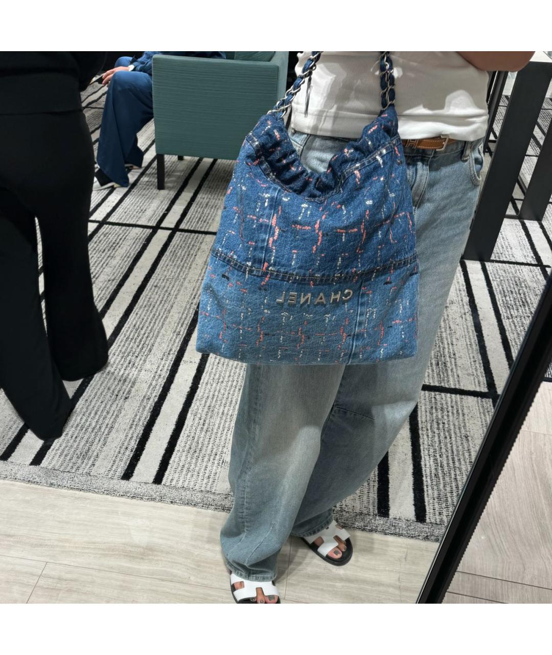 CHANEL Голубая деним сумка тоут, фото 3