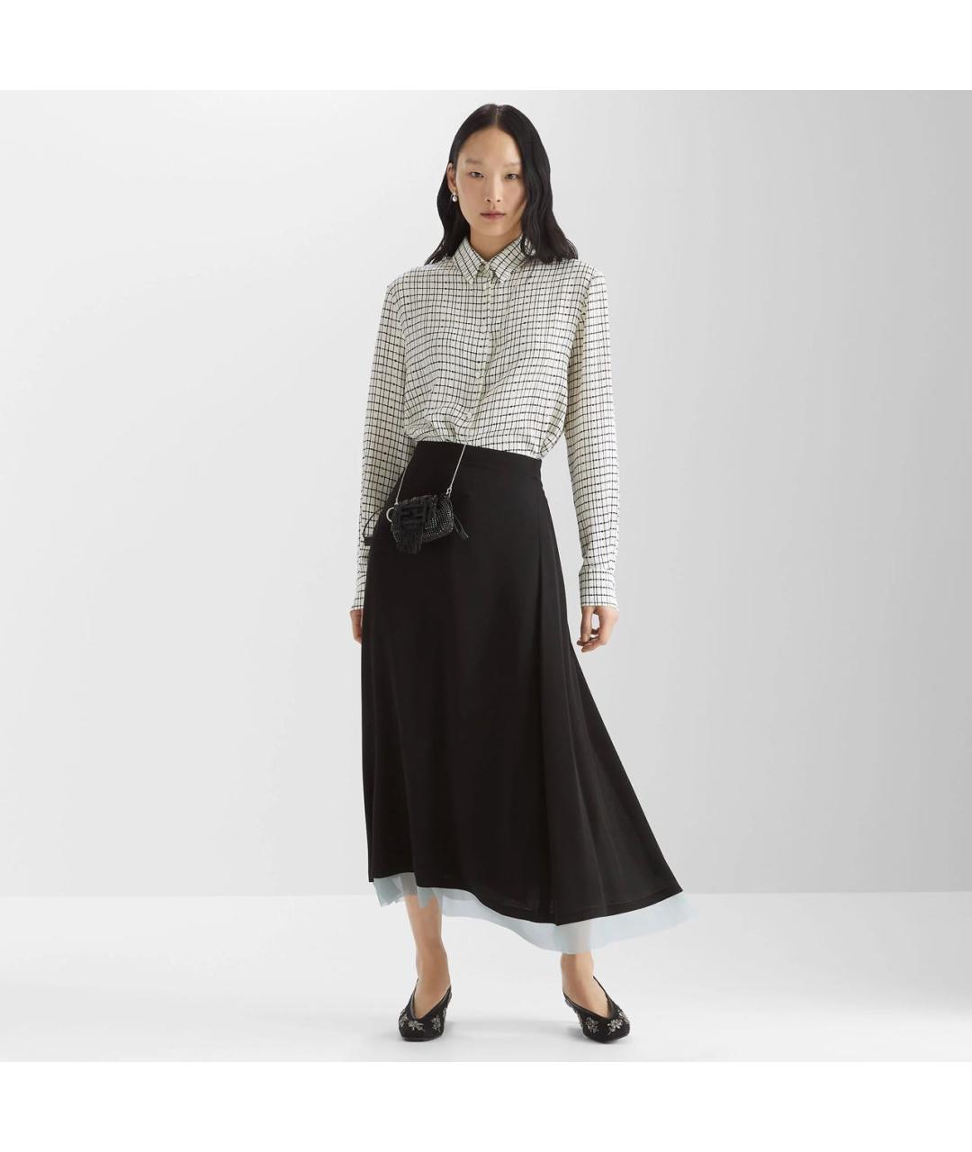 FENDI Черная шелковая юбка миди, фото 2