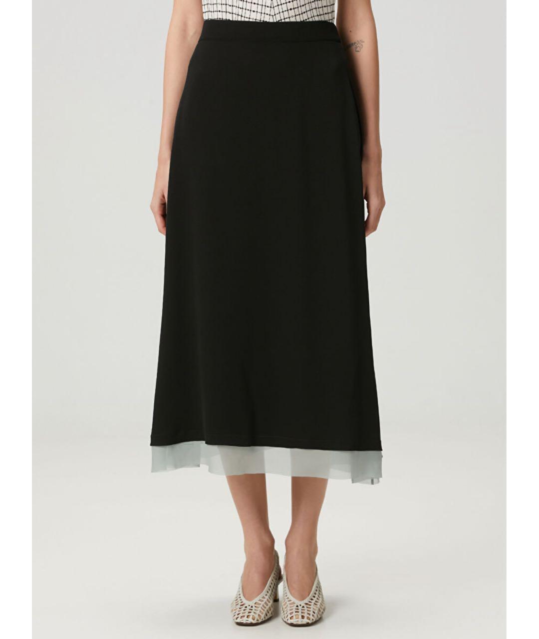 FENDI Черная шелковая юбка миди, фото 6