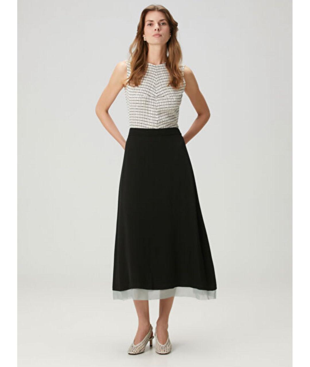 FENDI Черная шелковая юбка миди, фото 5
