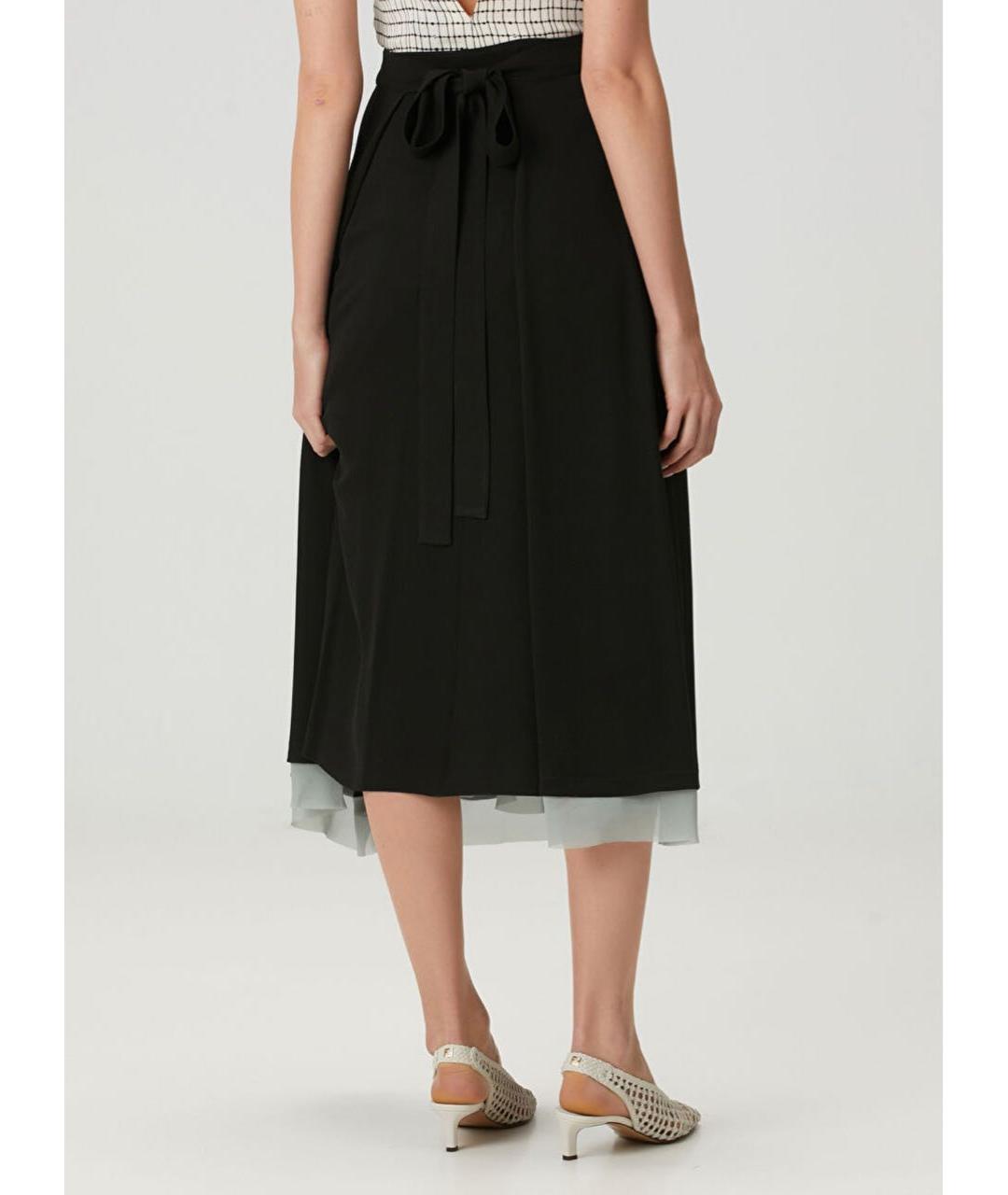 FENDI Черная шелковая юбка миди, фото 7