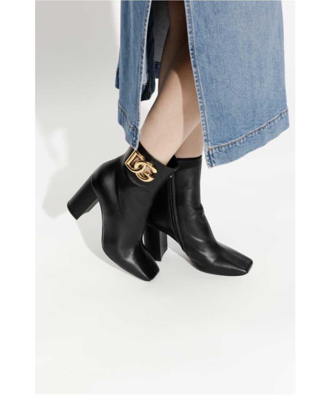 DOLCE&GABBANA Черные кожаные ботильоны, фото 4
