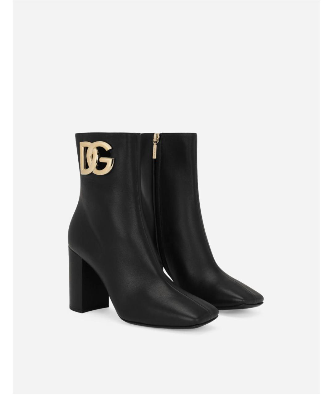 DOLCE&GABBANA Черные кожаные ботильоны, фото 1