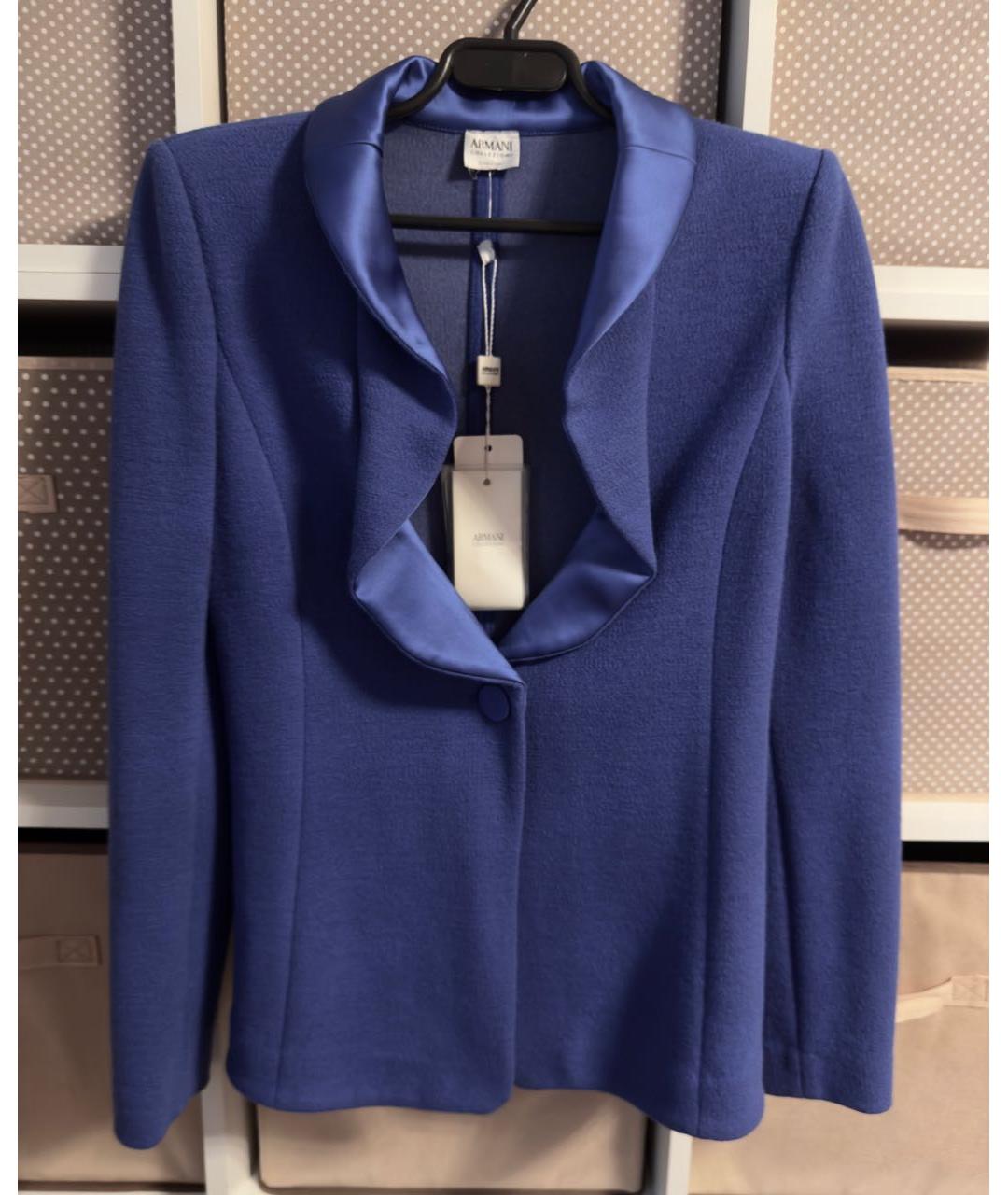 ARMANI COLLEZIONI Синий шерстяной жакет/пиджак, фото 7
