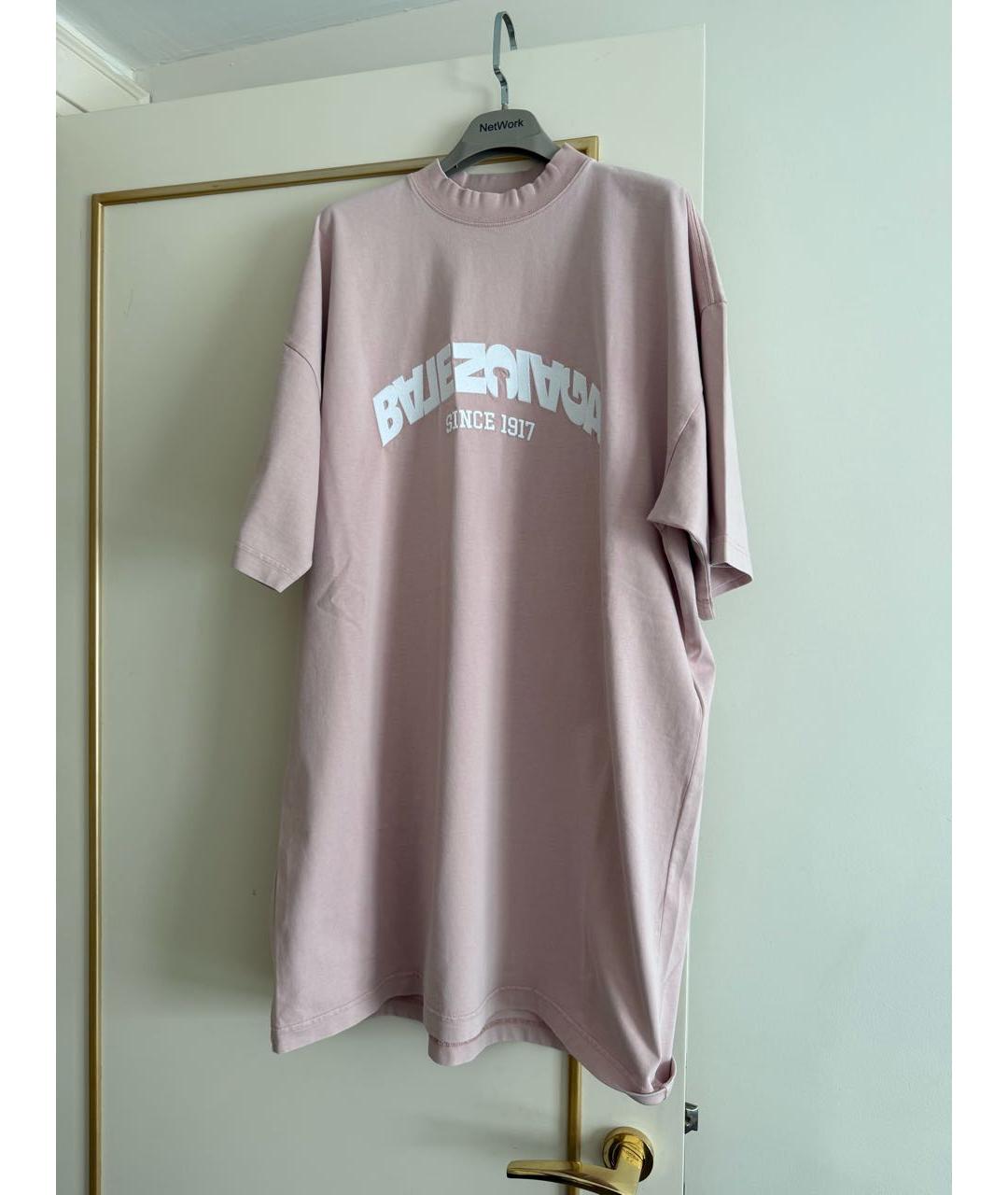 BALENCIAGA Розовая хлопковая футболка, фото 2