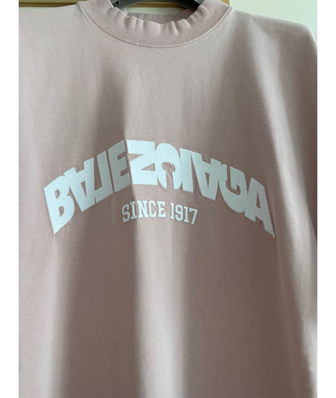 BALENCIAGA Розовая хлопковая футболка, фото 3