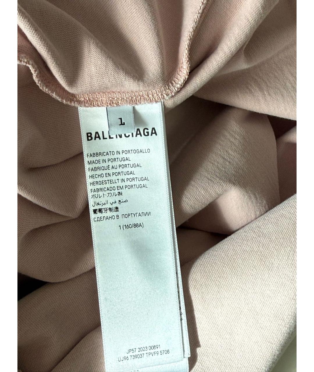 BALENCIAGA Розовая хлопковая футболка, фото 4